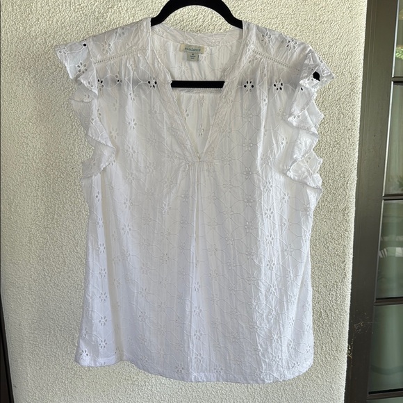 Sundance White Eyelet Sleeveless/ruffle-sleeve Top. Sz med - Picture 1 of 8